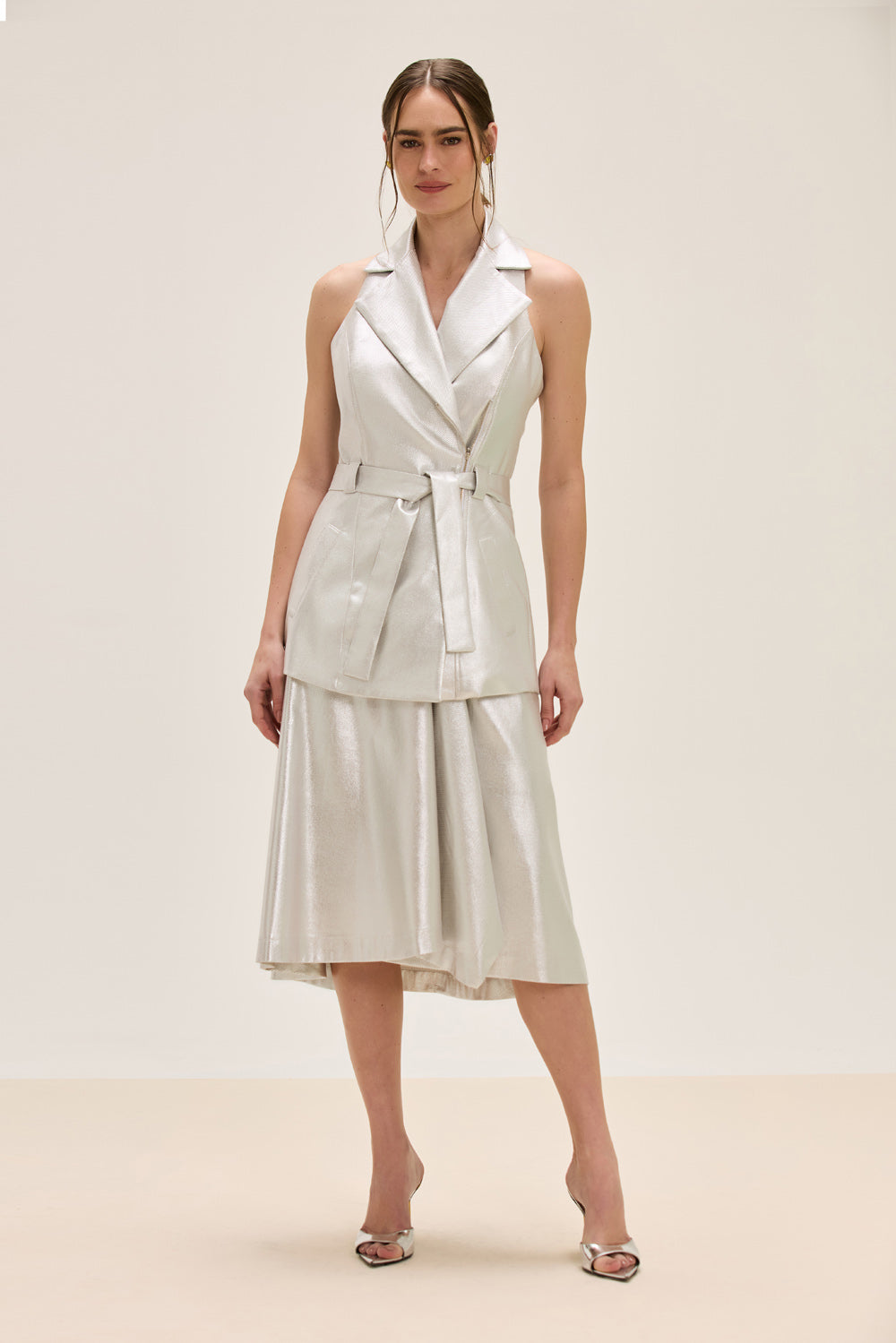 SAIA MIDI MALHA SILVER PRATA