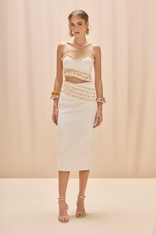 SAIA MIDI MALHA JADE OFF WHITE