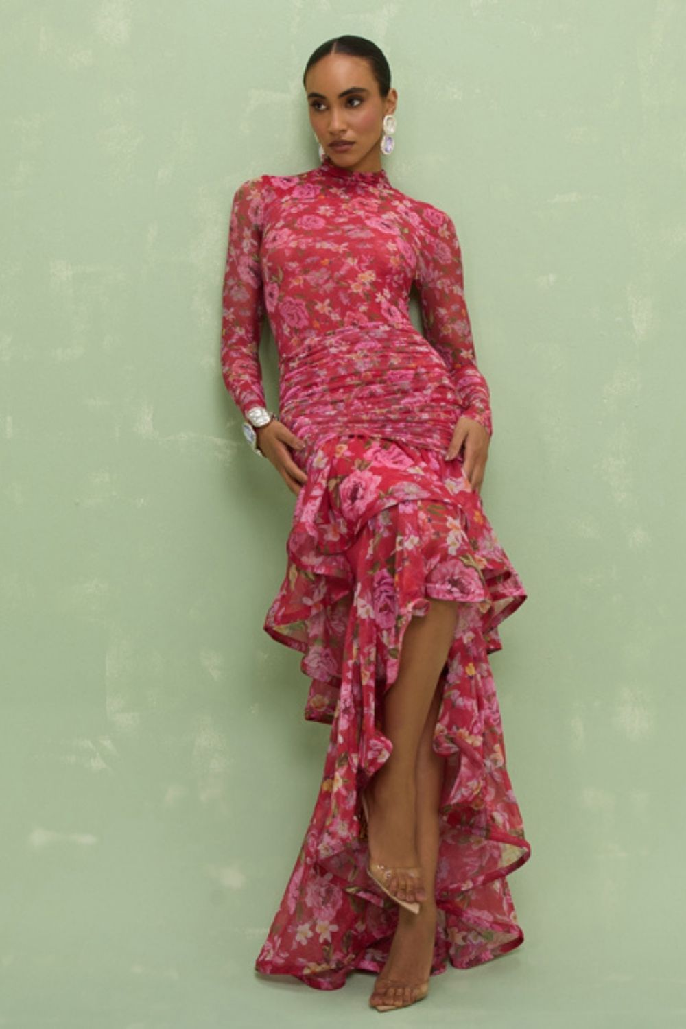 SAIA MIDI PEONY DOTS VERMELHO