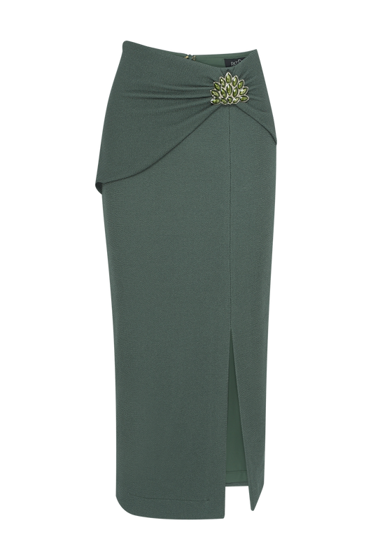 SAIA MIDI MALHA HILDA VERDE ESCURO