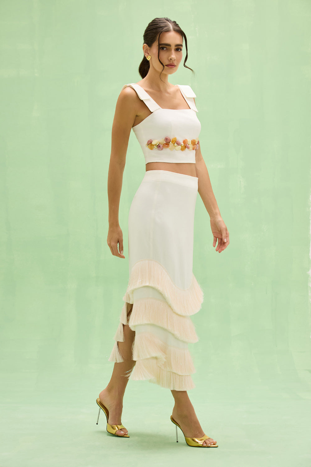 SAIA MIDI LINHO GABRIELA OFF WHITE