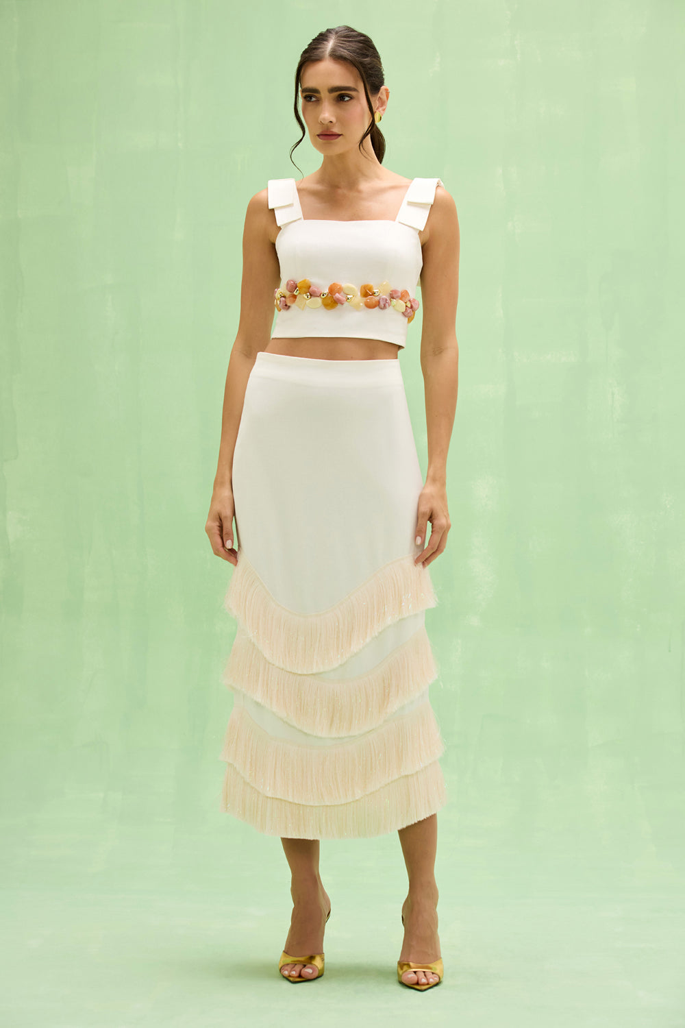 SAIA MIDI LINHO GABRIELA OFF WHITE