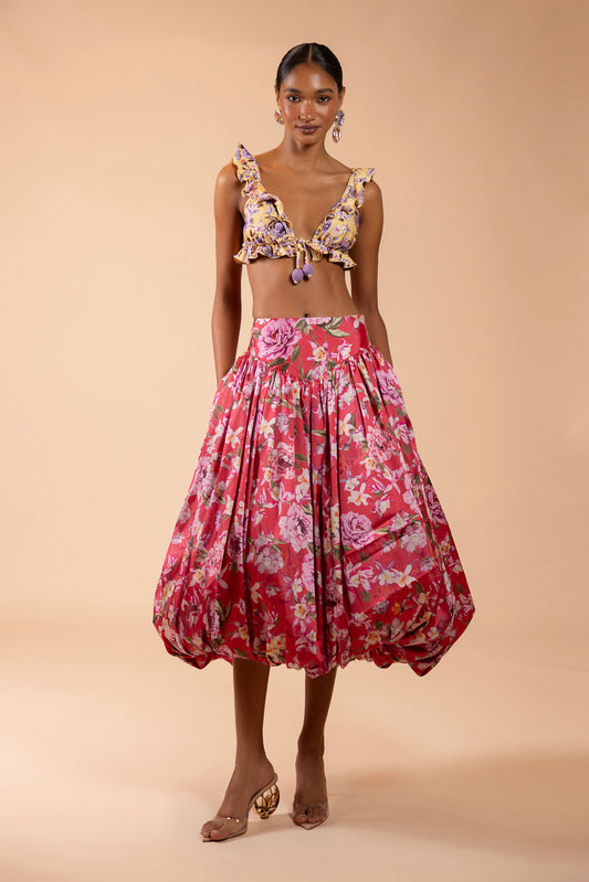 SAIA MIDI PEONY DOTS VERMELHO
