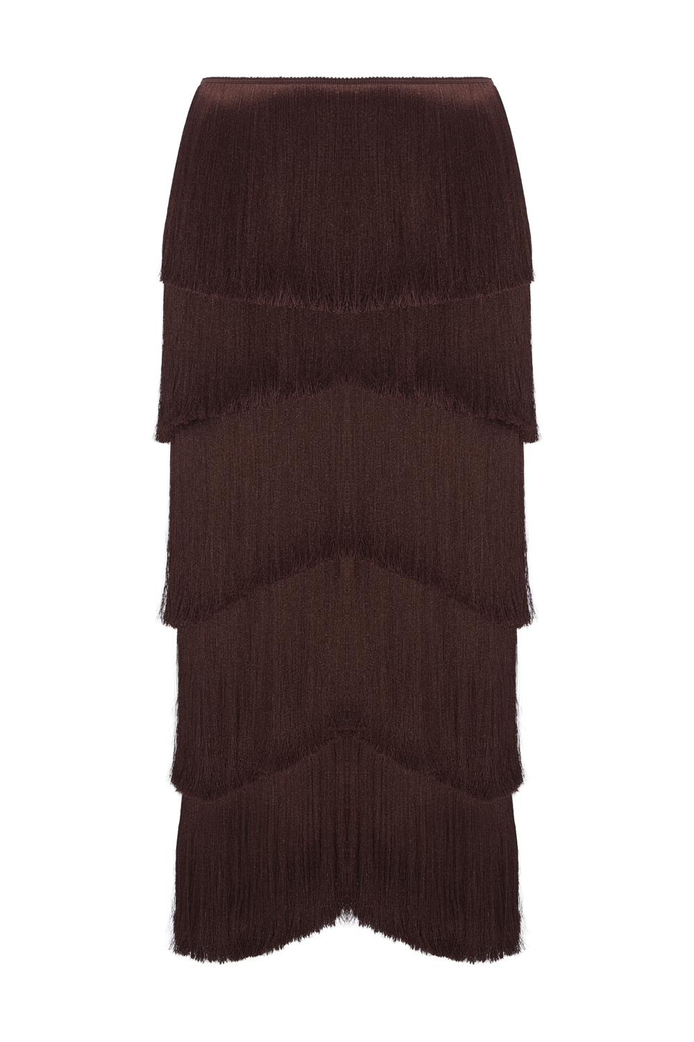 SAIA MIDI ZUZU FRINGE MARROM ESCURO