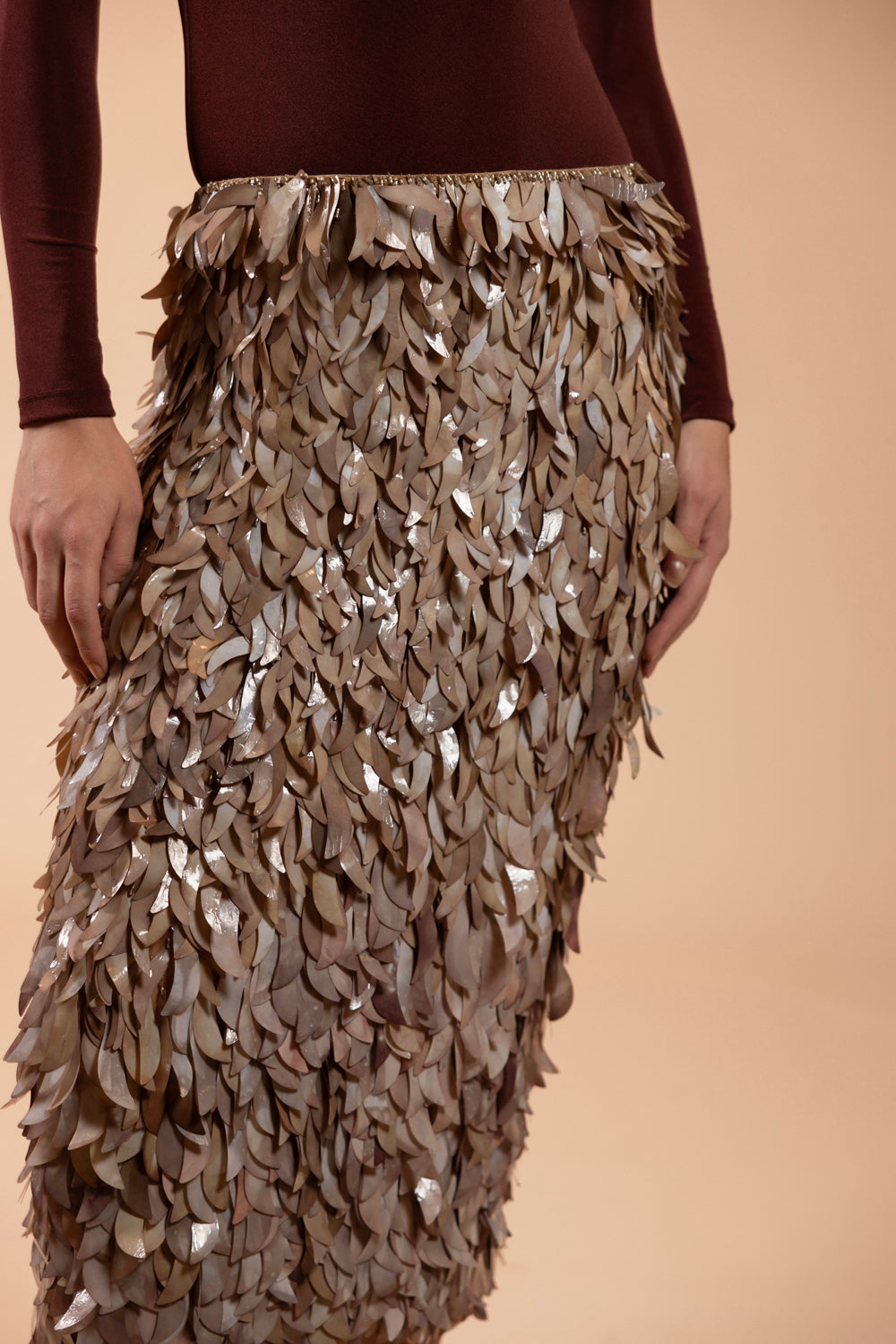 SAIA MIDI TULE  BRONZE MARROM