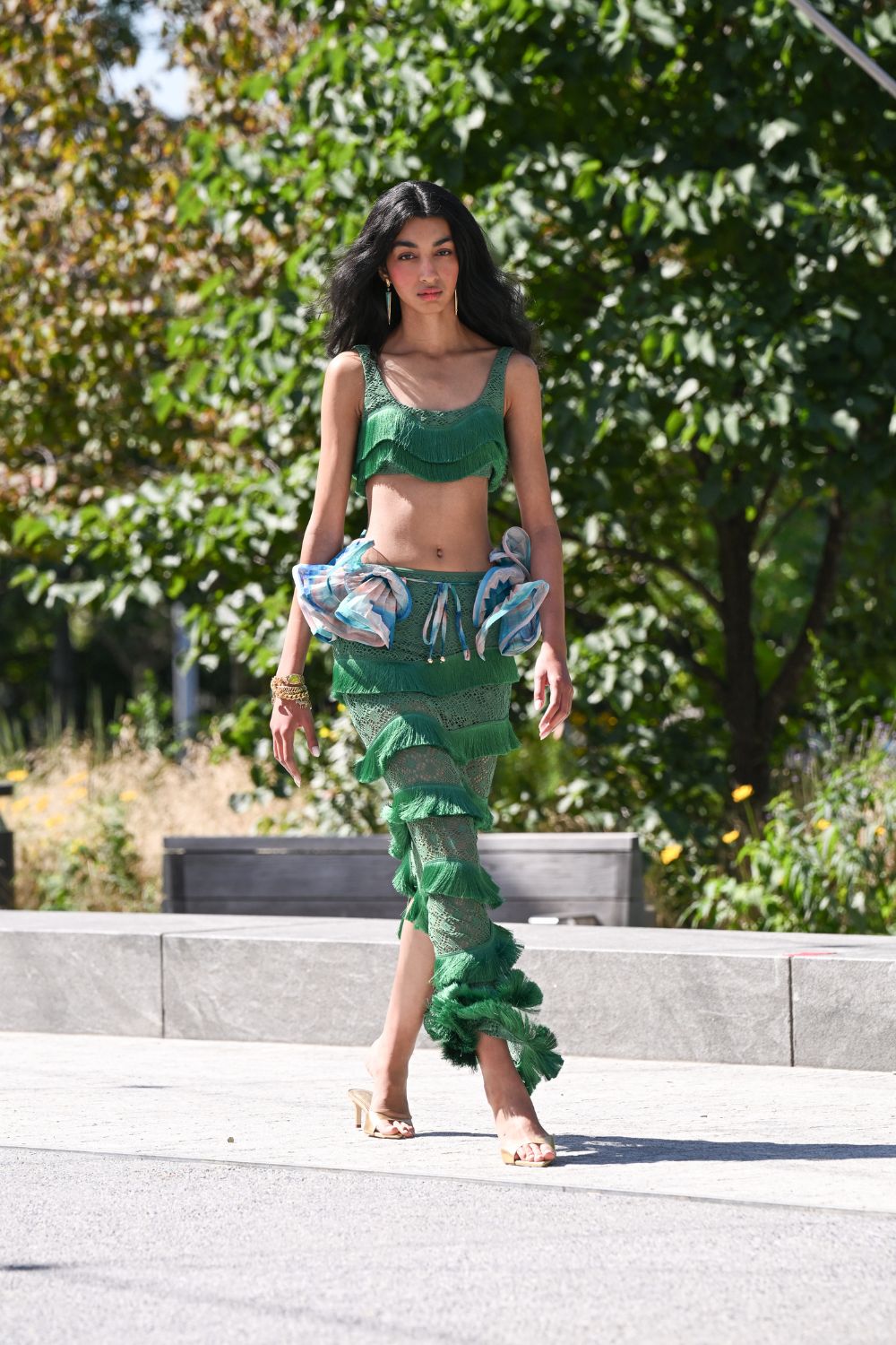 SAIA MIDI FOREST GREEN MESH VERDE