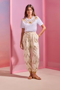 T-SHIRT LAISE FLORA OFF WHITE