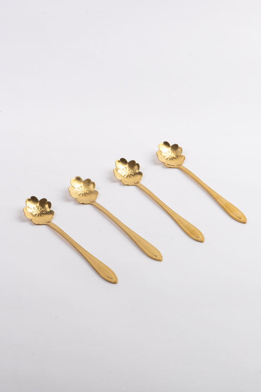 SET DE COLHERES DE SOBREMESA FLOR DOURADO