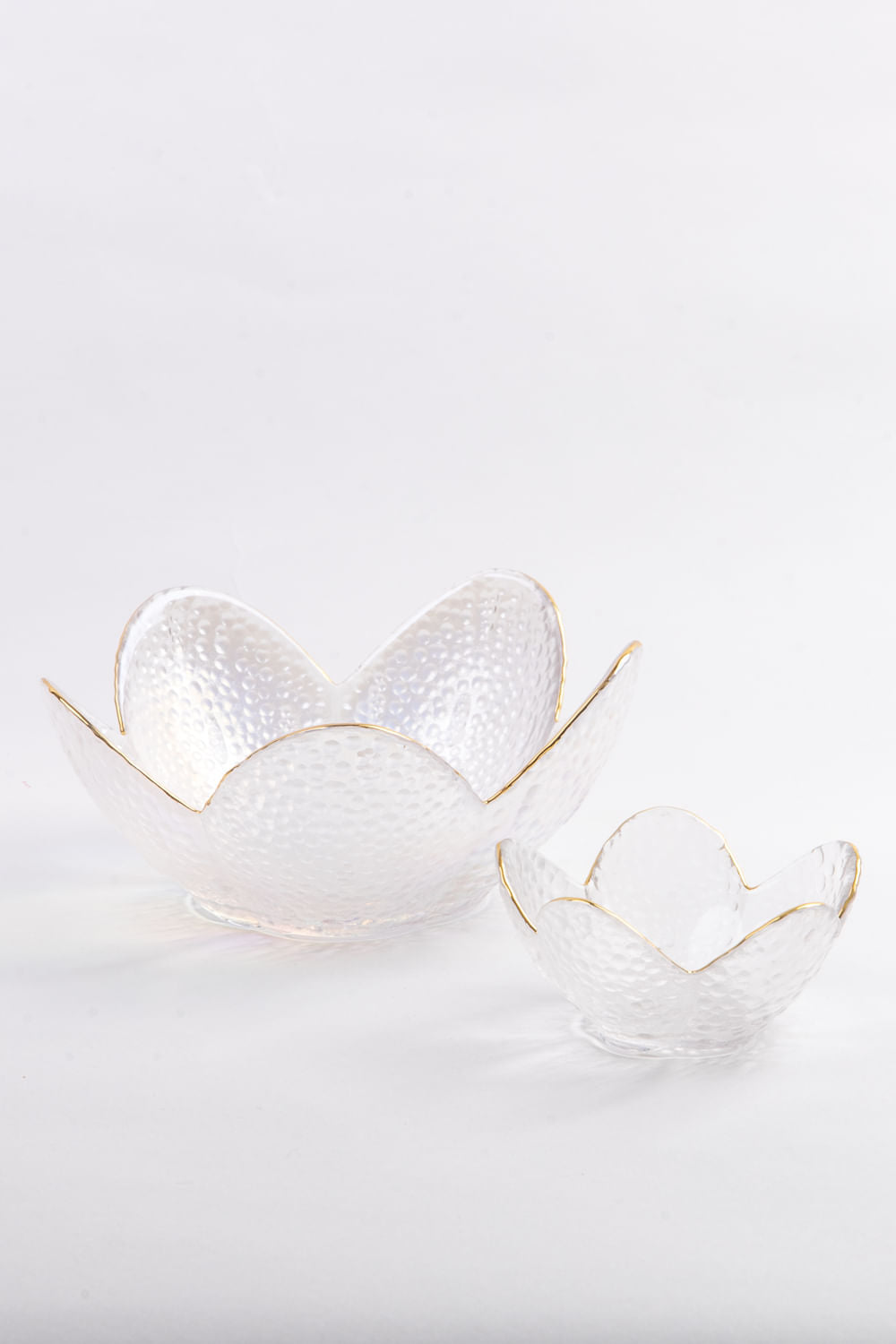 BOWL FLOR MÉDIO BORDA DOURADO SOPRO CLEAR GOLD