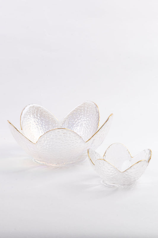 BOWL FLOR MÉDIO BORDA DOURADO SOPRO CLEAR GOLD