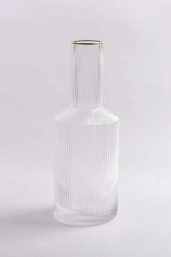 JARRA CANELADA BORDA DOURADA SOPRO CRISTAL