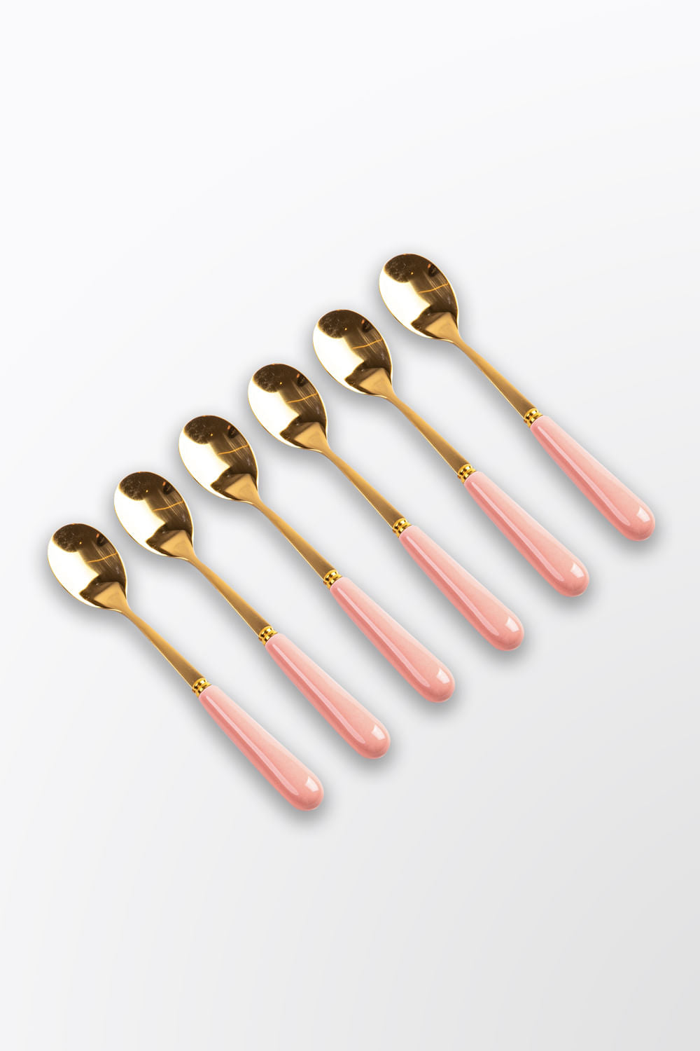 SET DE COLHERES PARA SOBREMESA BOTÂNICA ROSA COM DOURADO