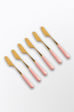 SET DE FACAS DE SOBREMESA BOTÂNICA ROSA COM DOURADO