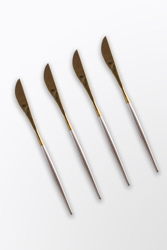 JOGO DE FACAS BICOLOR SLIM PRATA E DOURADO