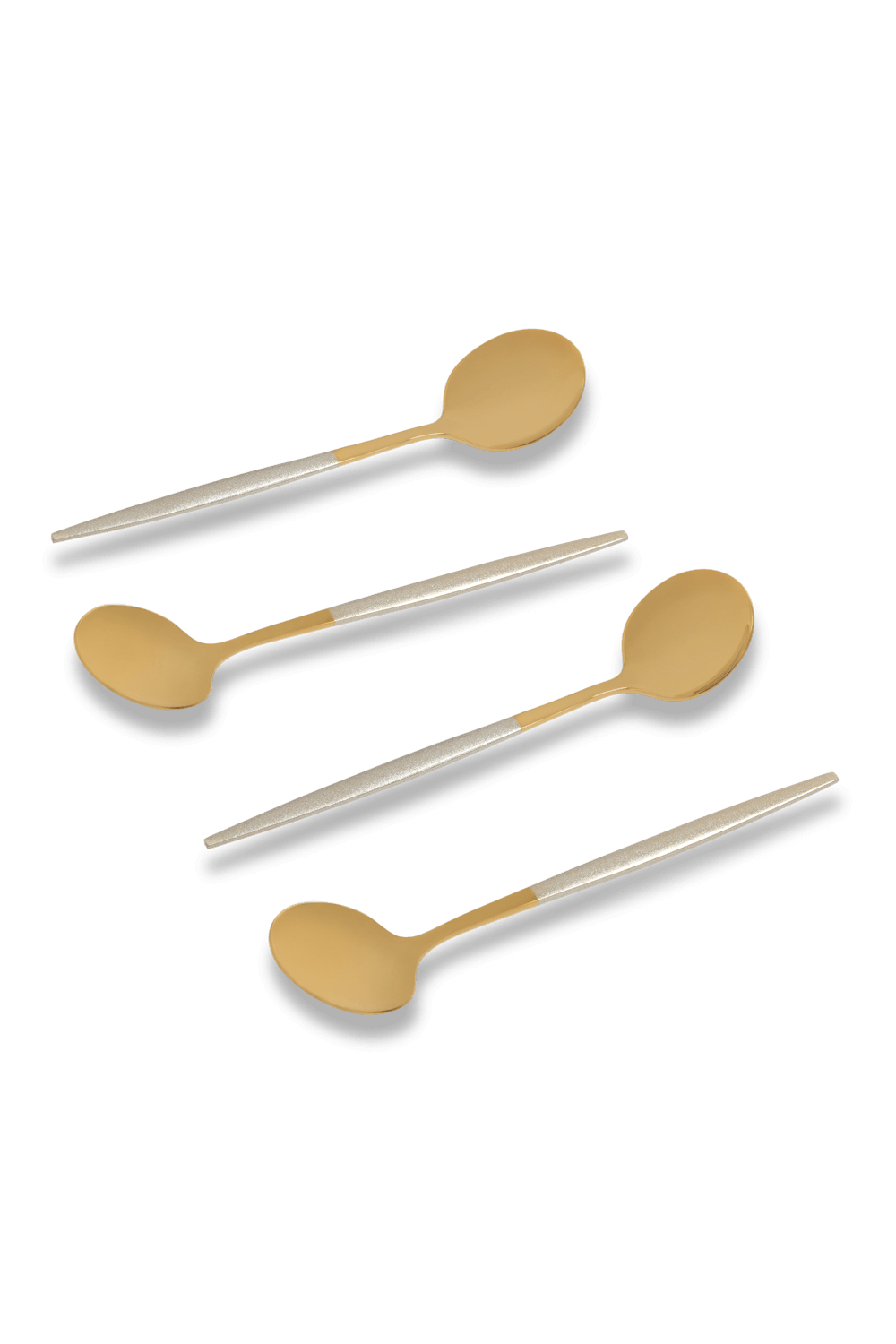 JOGO DE COLHERES PARA SOBREMESA SLIM PRATA E DOURADO