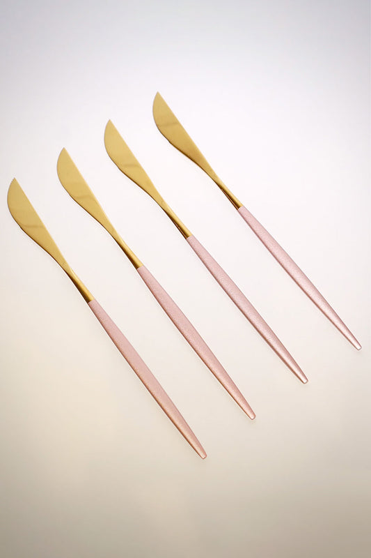 JOGO DE FACAS BICOLOR SLIM ROSA/DOURADO
