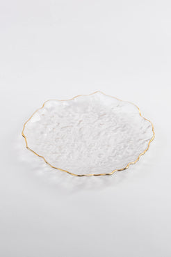 PRATO DE SOBREMESA BORDA DOURADA SOPRO CLEAR GOLD