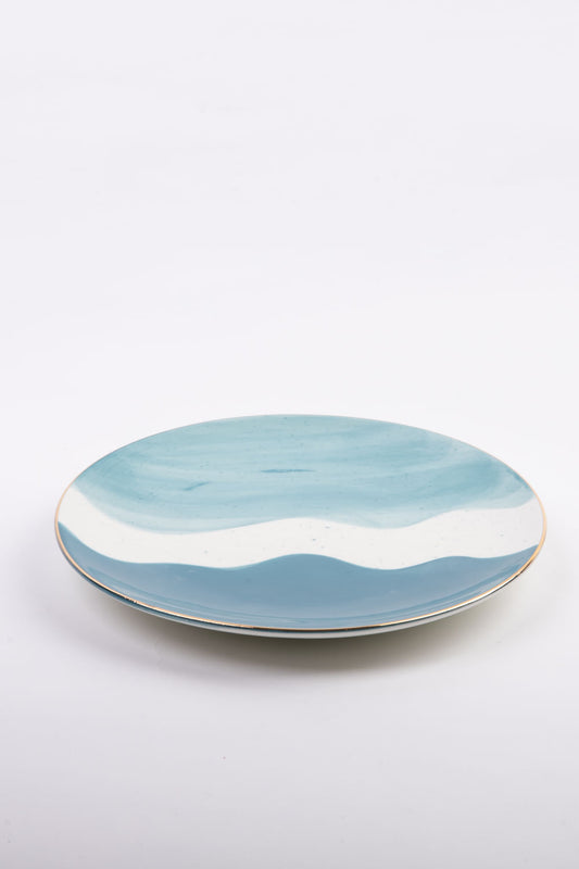 PRATO PORCELANA AQUARELA TURQUESA