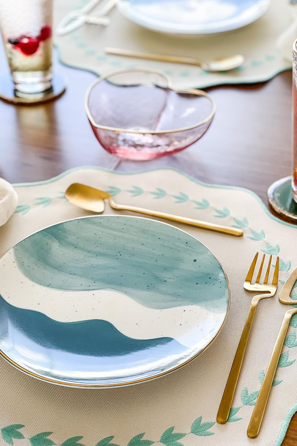 PRATO PORCELANA AQUARELA TURQUESA