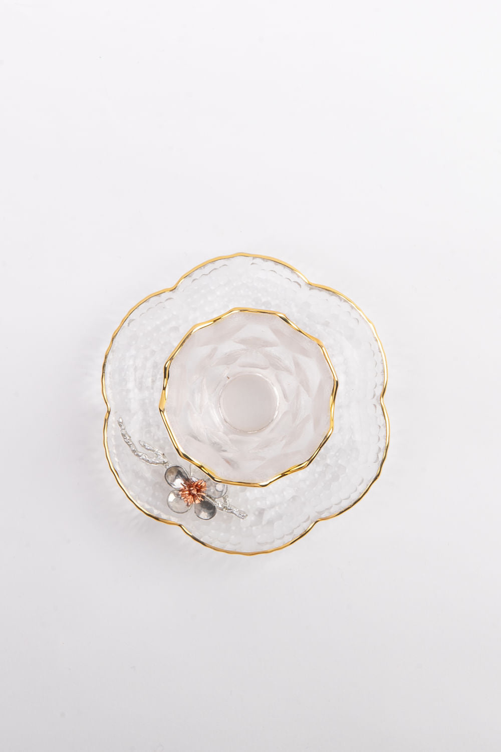 PIRES VIDRO BORDA DOURADA SOPRO CRISTAL