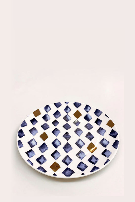 PRATO DE SOBREMESA LOSANGO MEDITERRÂNEO
 AZUL