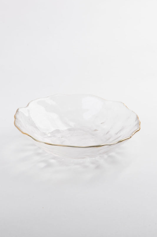 PRATO FUNDO DE SOBREMESA SOPRO CLEAR GOLD