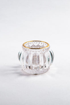 CASTIÇAL PEQUENO BORDA DOURADA SOPRO CRISTAL