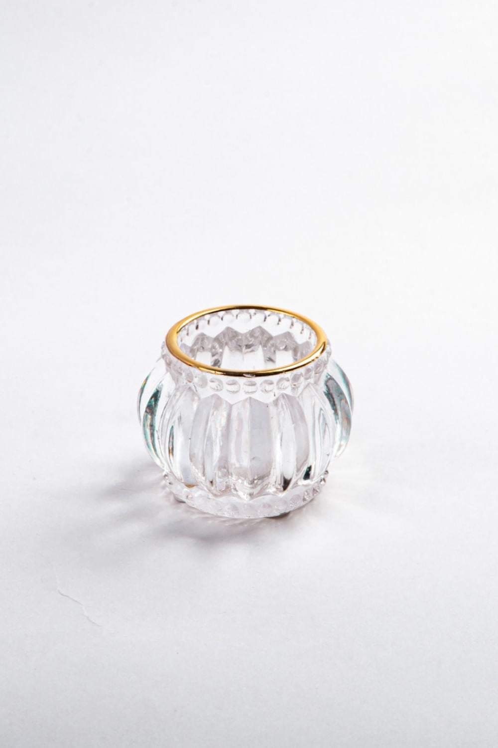 CASTIÇAL PEQUENO BORDA DOURADA SOPRO CRISTAL