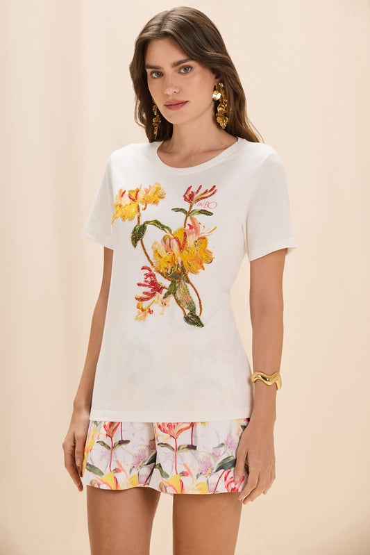 T-SHIRT HONEY FLOWER OFF WHITE