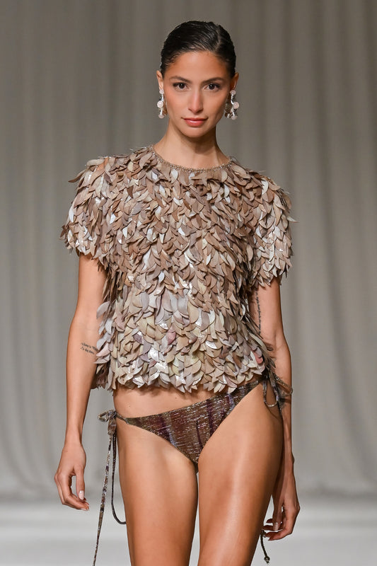 TOP TULE  BRONZE MARROM