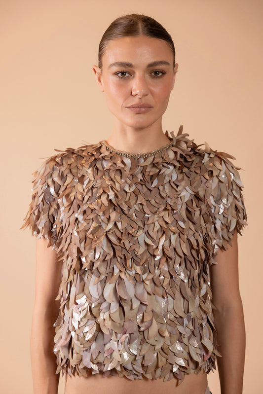TOP TULE  BRONZE MARROM