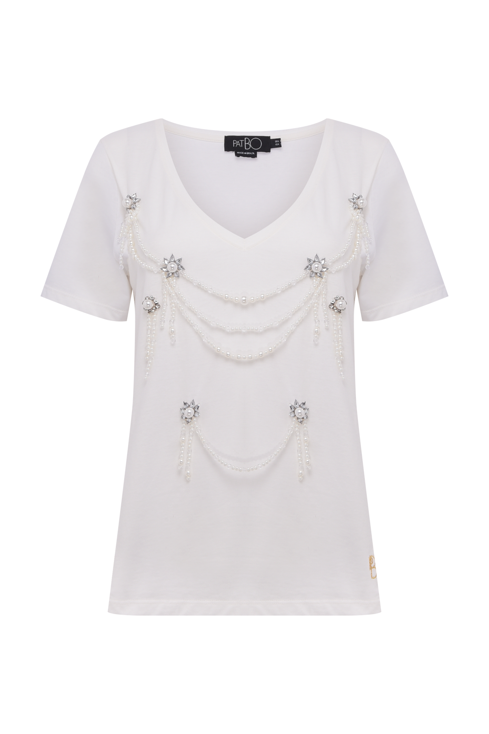 T-SHIRT CRYSTAL EMBROIDERY OFF WHITE