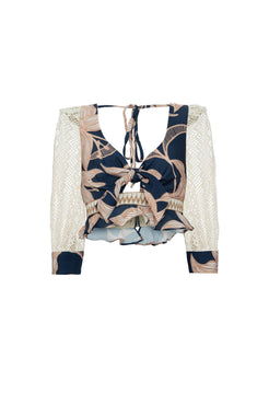 TOP MANGA TELA STARGAZER AZUL MARINHO