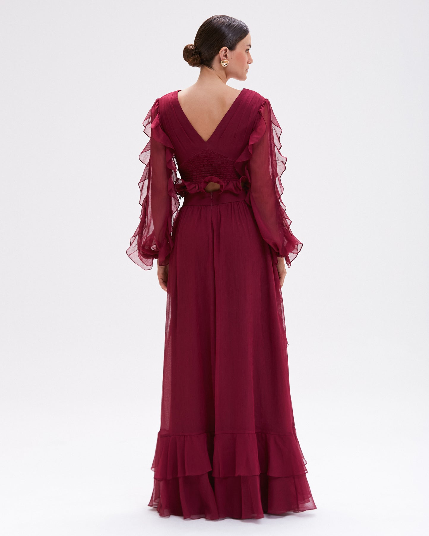 SAIA LONGA CHIFFON WONDERLAND VERMELHO ESCURO