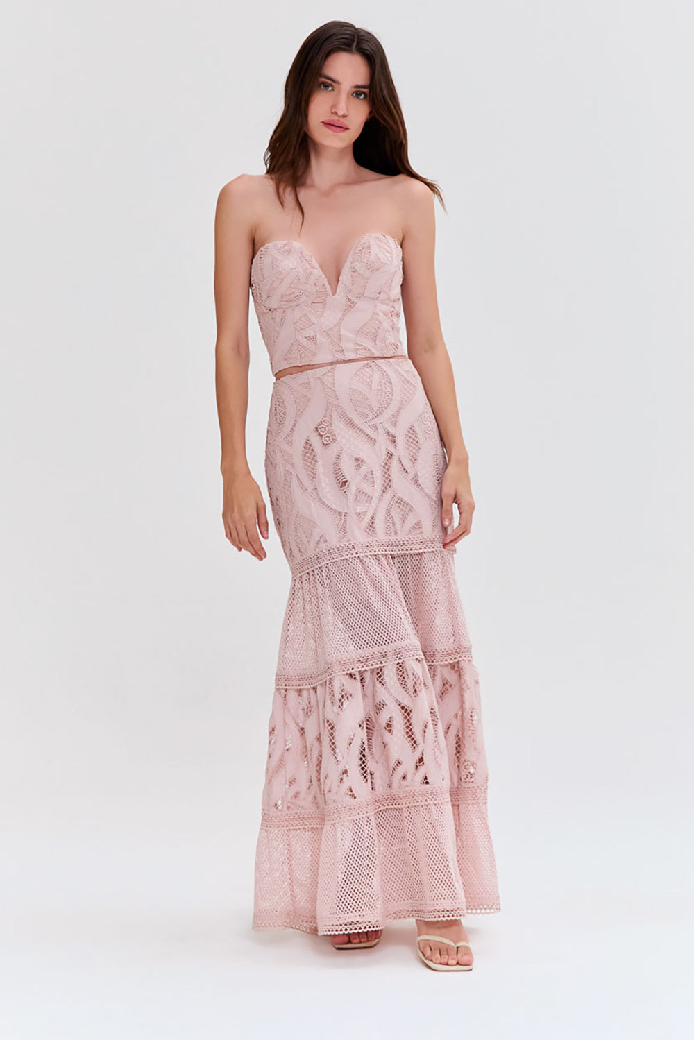 SAIA MIDI AURA LACE ROSE