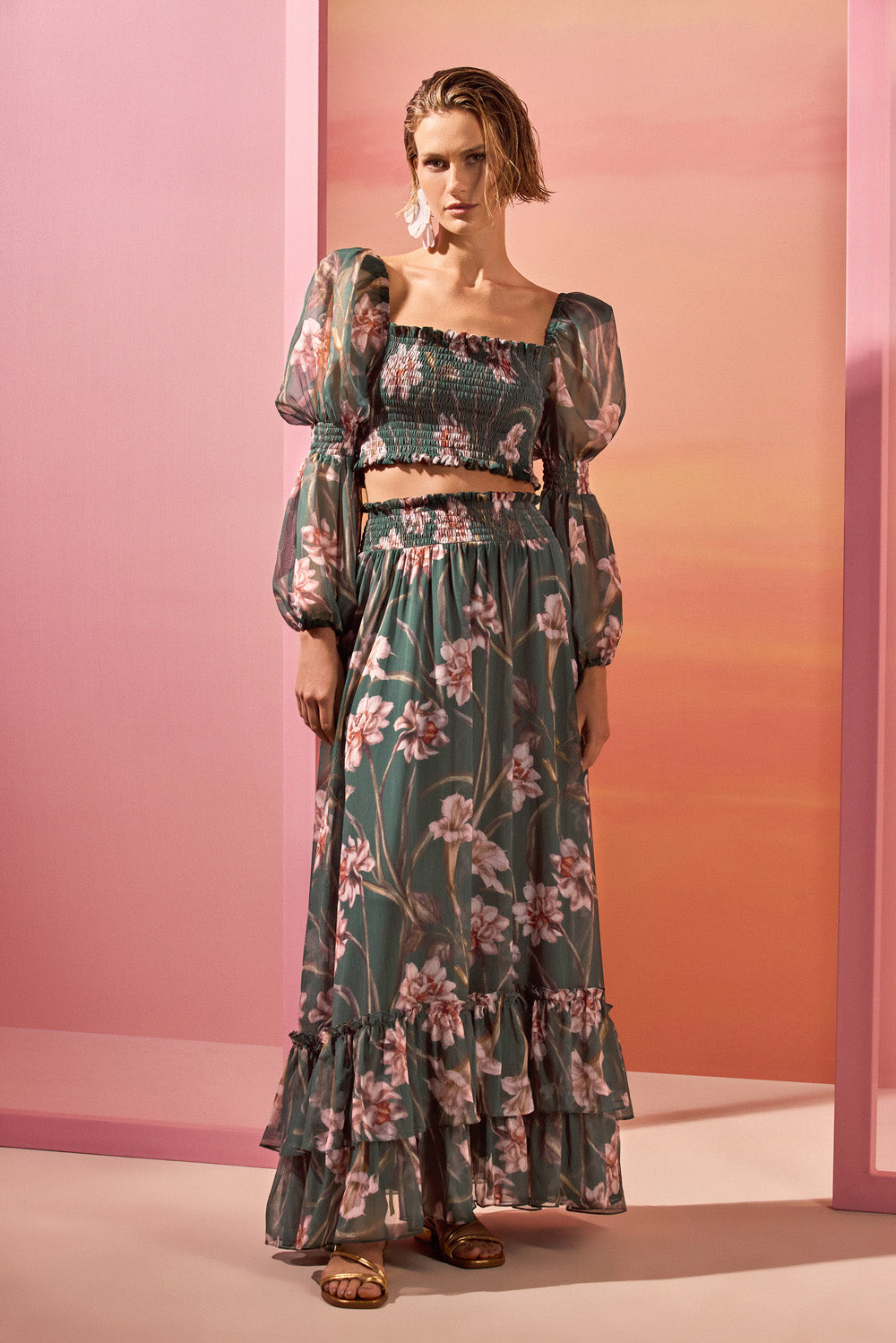 SAIA MIDI NARCISSUS VERDE ESCURO