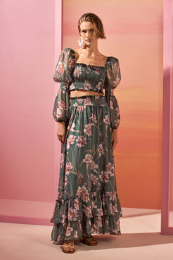 SAIA MIDI NARCISSUS VERDE ESCURO