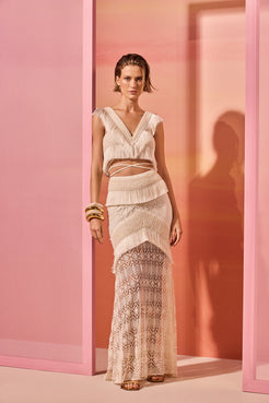 SAIA LONGA SAMBA FRINGE OFF WHITE