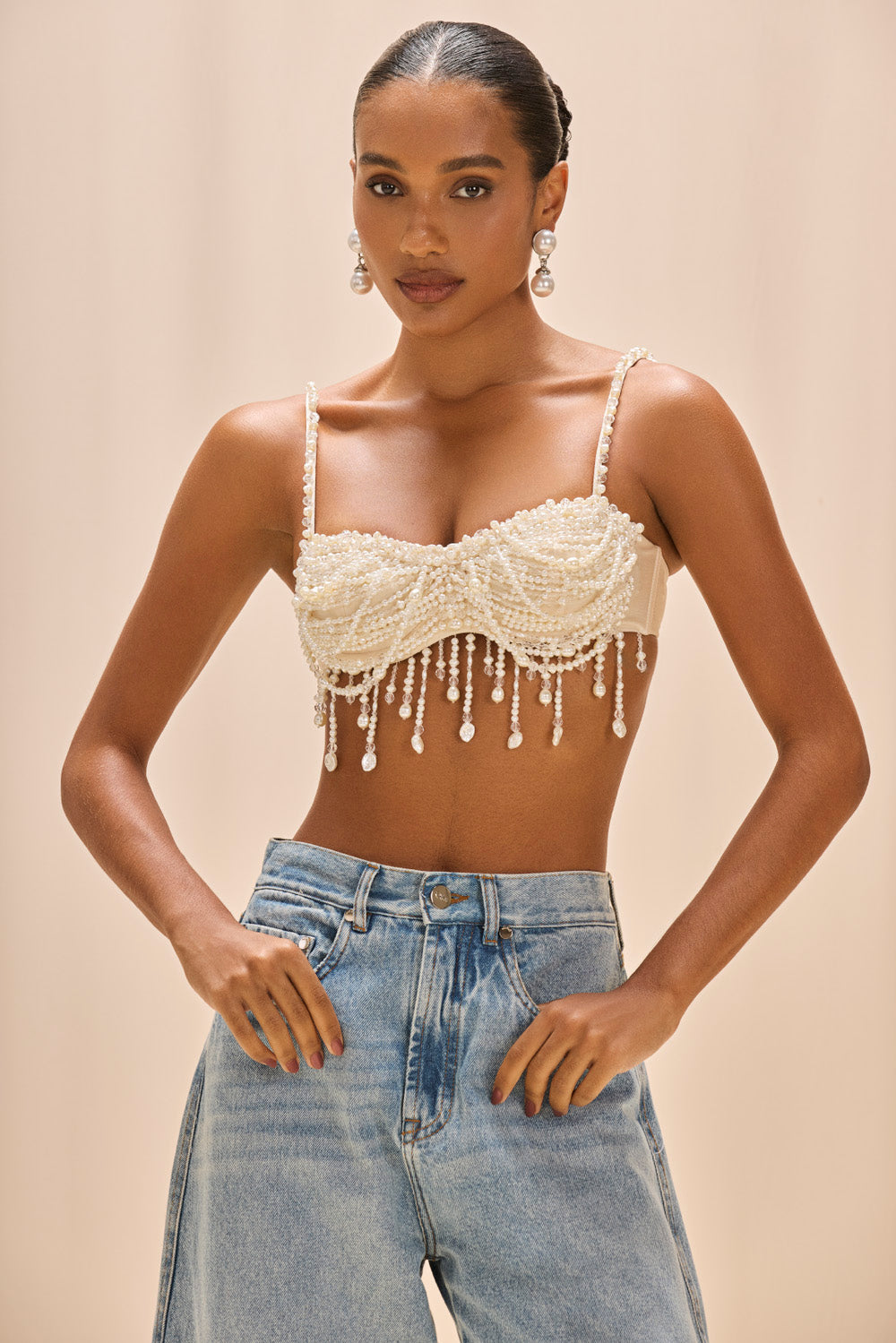 TOP PEARL DUST EMBROIDERY OFF WHITE