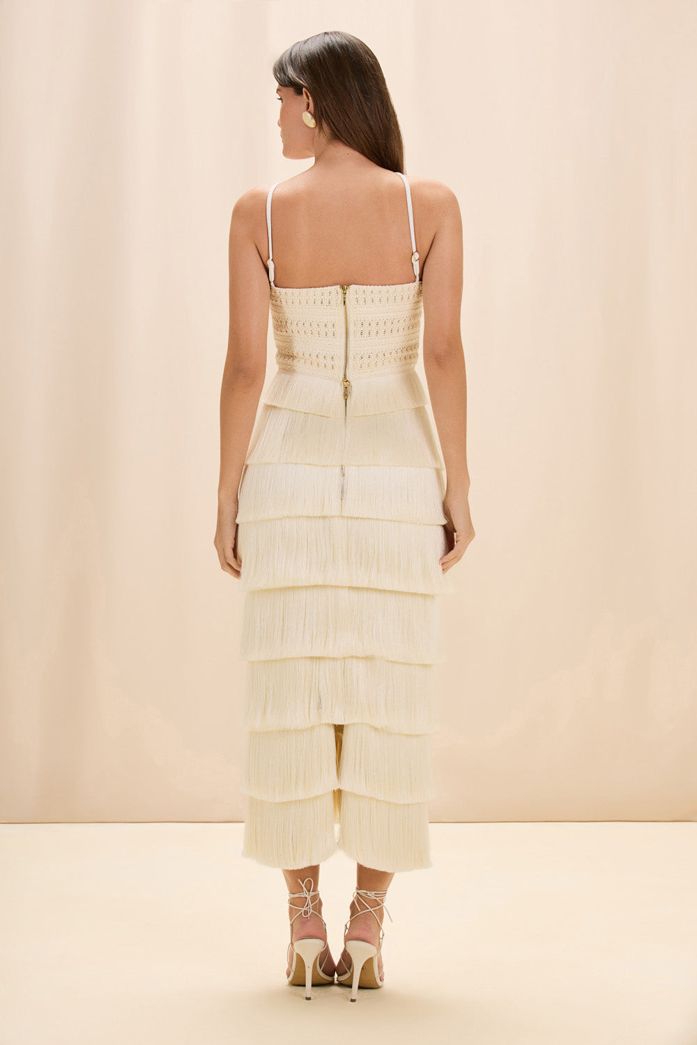 SAIA MIDI LYA FRINGE OFF WHITE