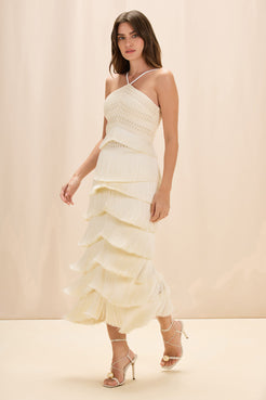 SAIA MIDI LYA FRINGE OFF WHITE