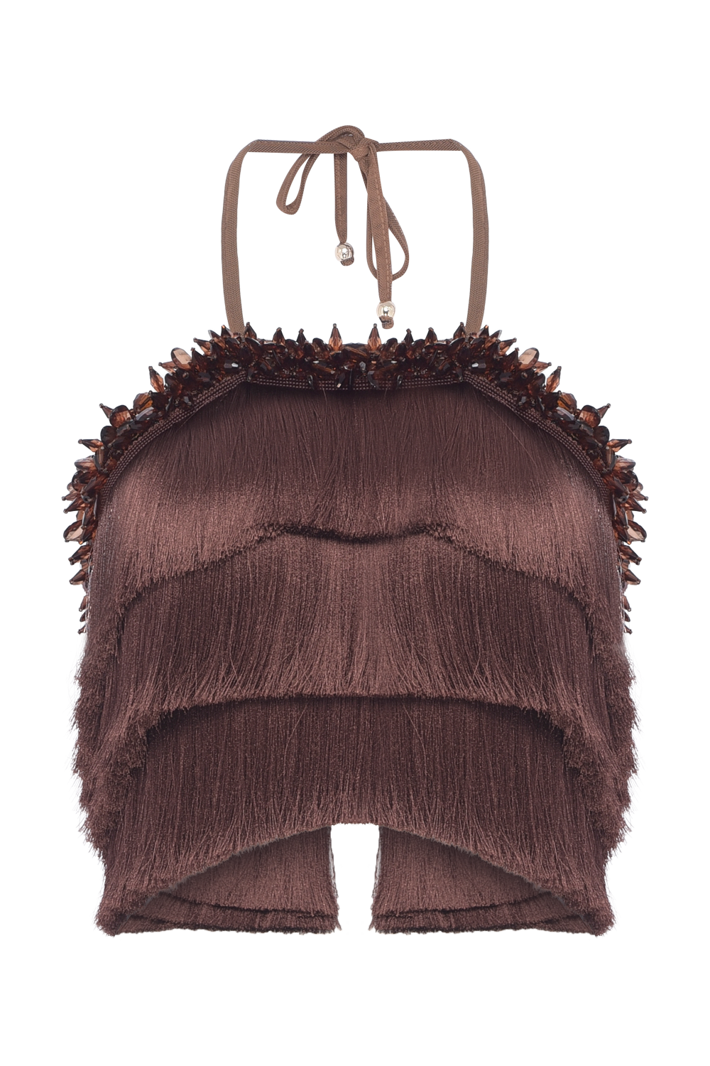 TOP ZUZU FRINGE MARROM ESCURO