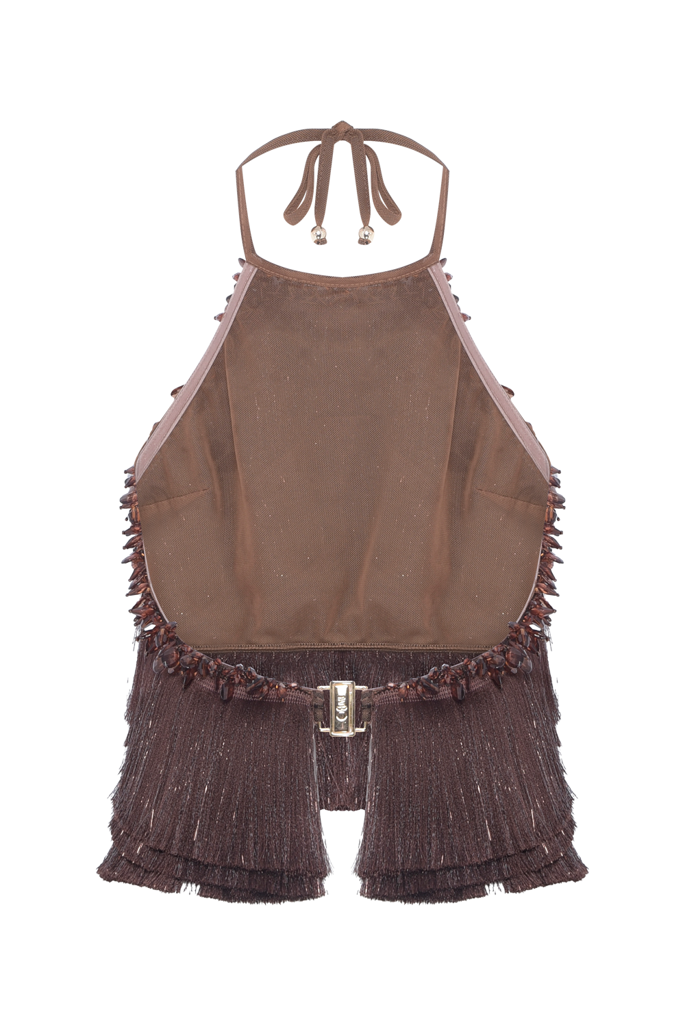 TOP ZUZU FRINGE MARROM ESCURO