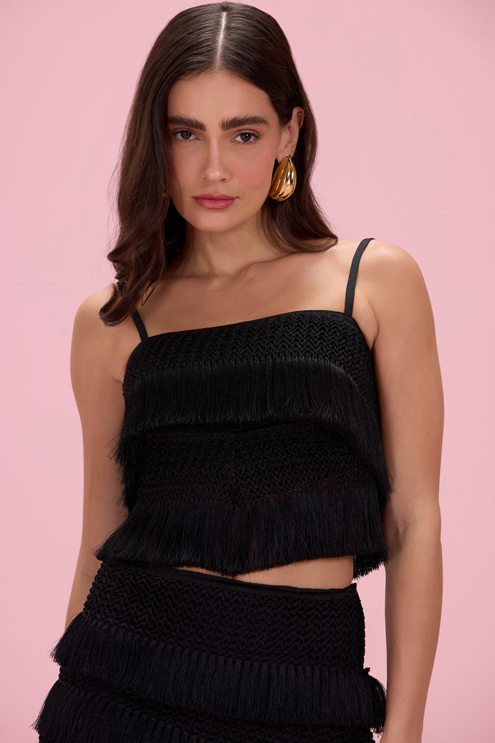 TOP AYLA FRINGE PRETO