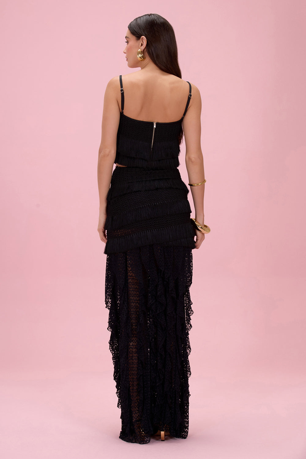 SAIA LONGA AYLA FRINGE PRETO