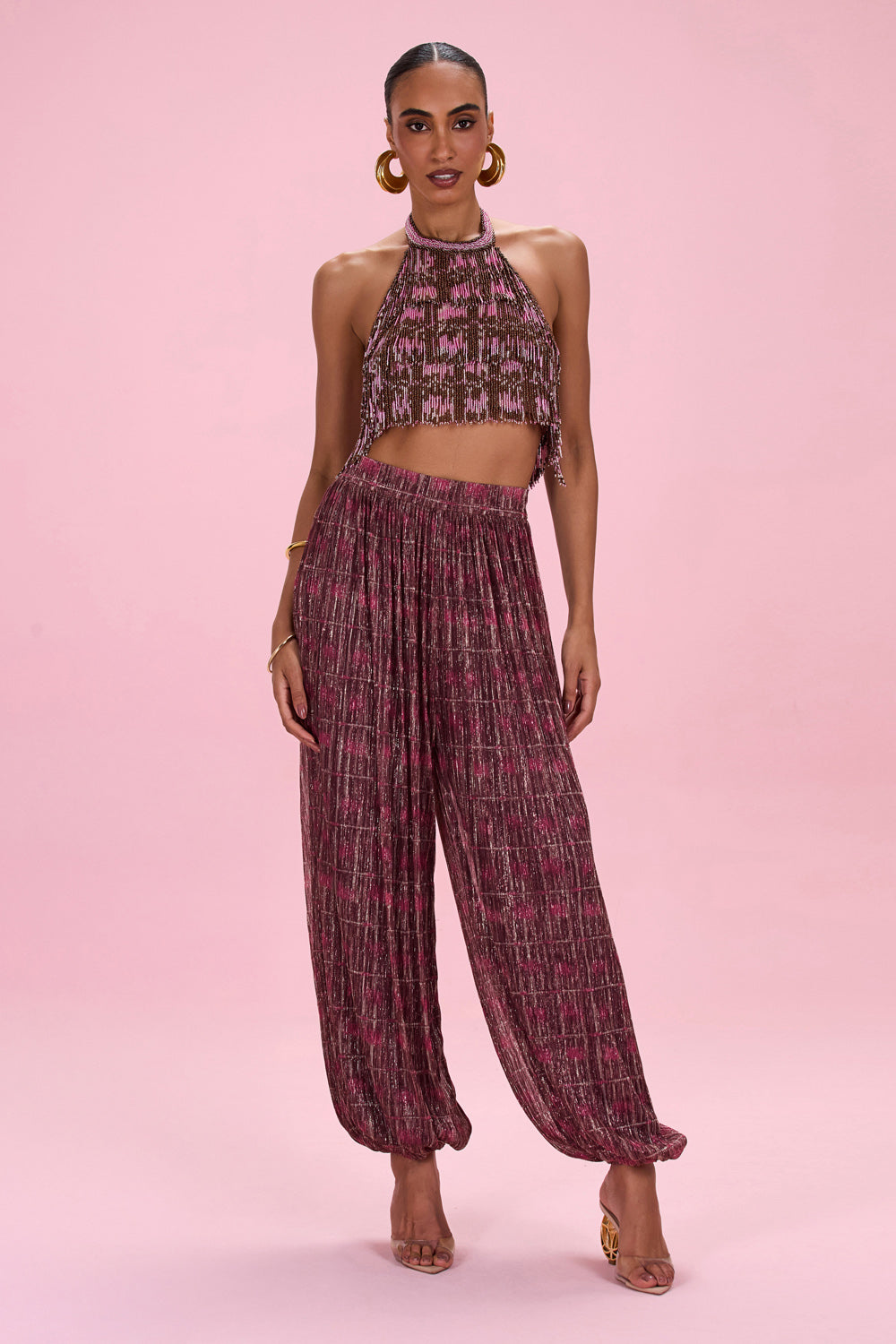 CALÇA ROSE MIRAGE LUREX MARROM