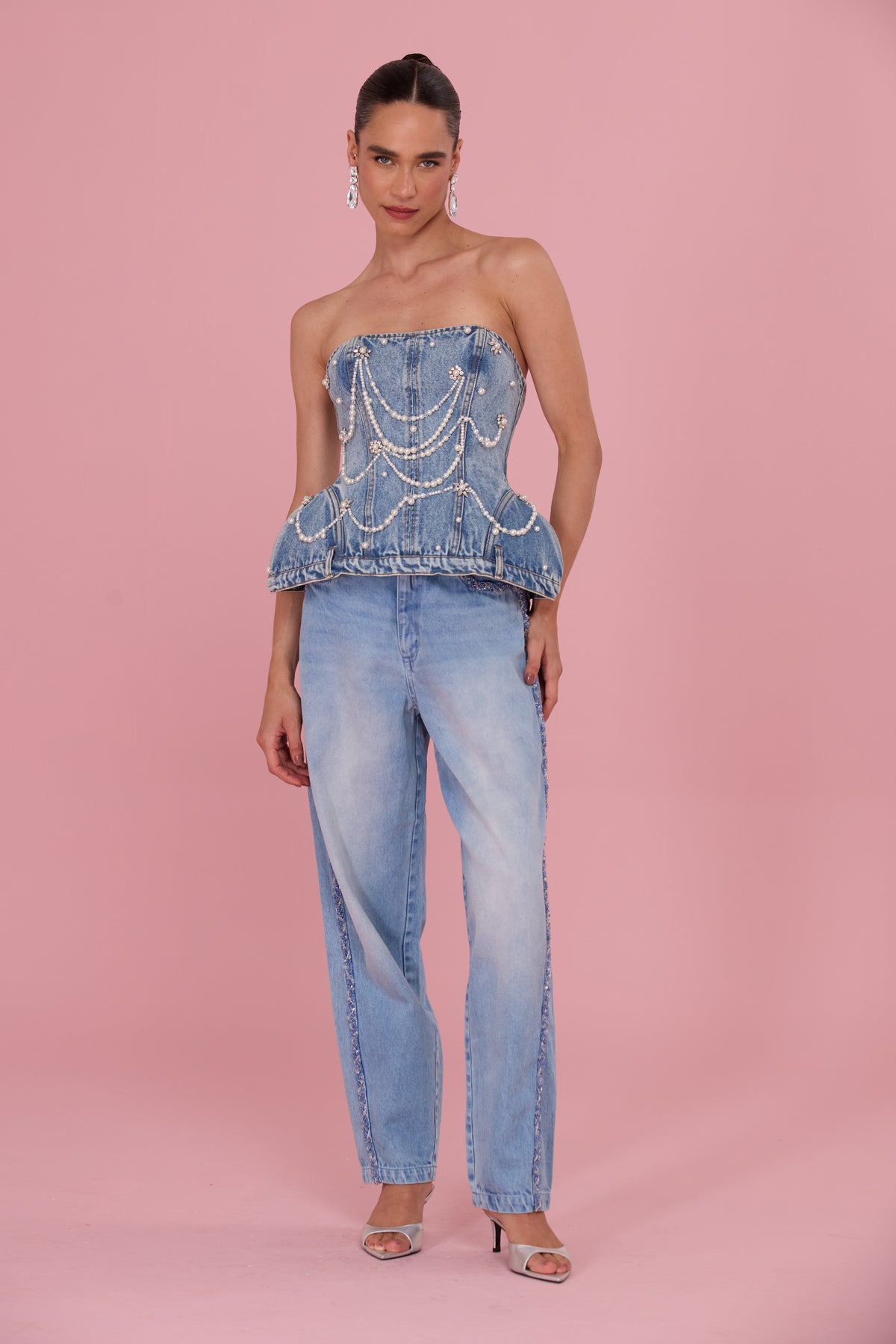 CALÇA CRYSTAL DENIM AZUL