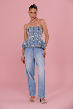 CALÇA CRYSTAL DENIM AZUL