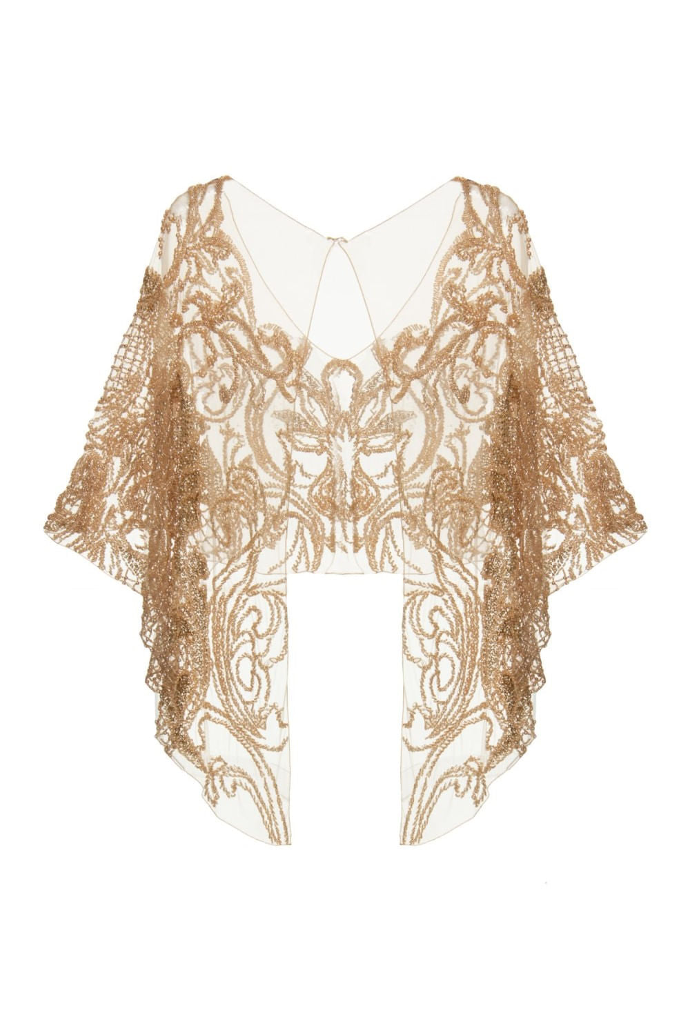 BLUSA TULE BORDADA DOURADO