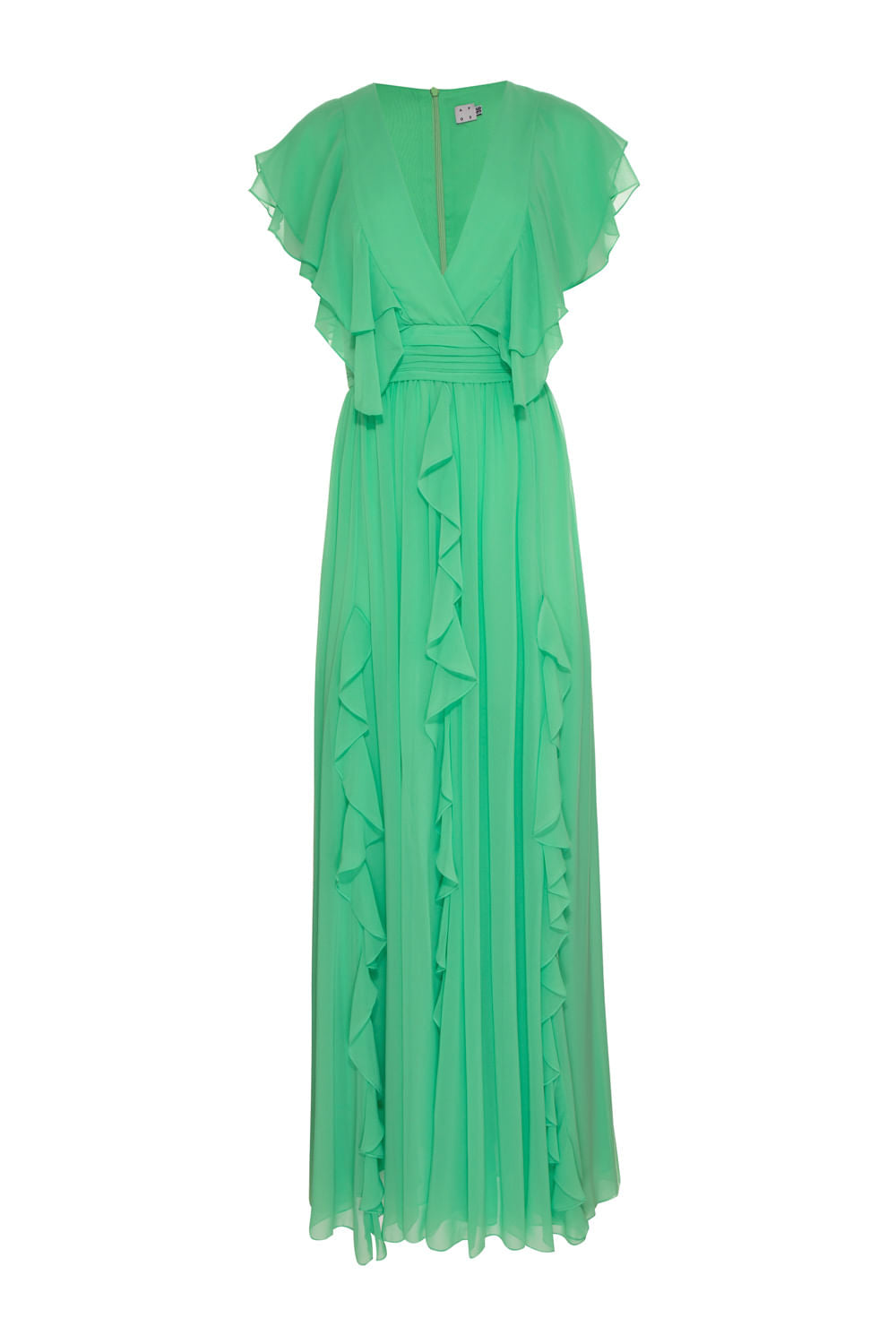 VESTIDO LONGO BABADOS CHIFFON - AP03 VERDE